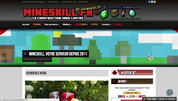 site web mineskill serveur minecraft raphaël liagre