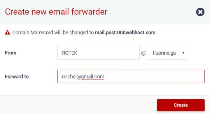 Configuration d'une adresse mail sur 000webhost