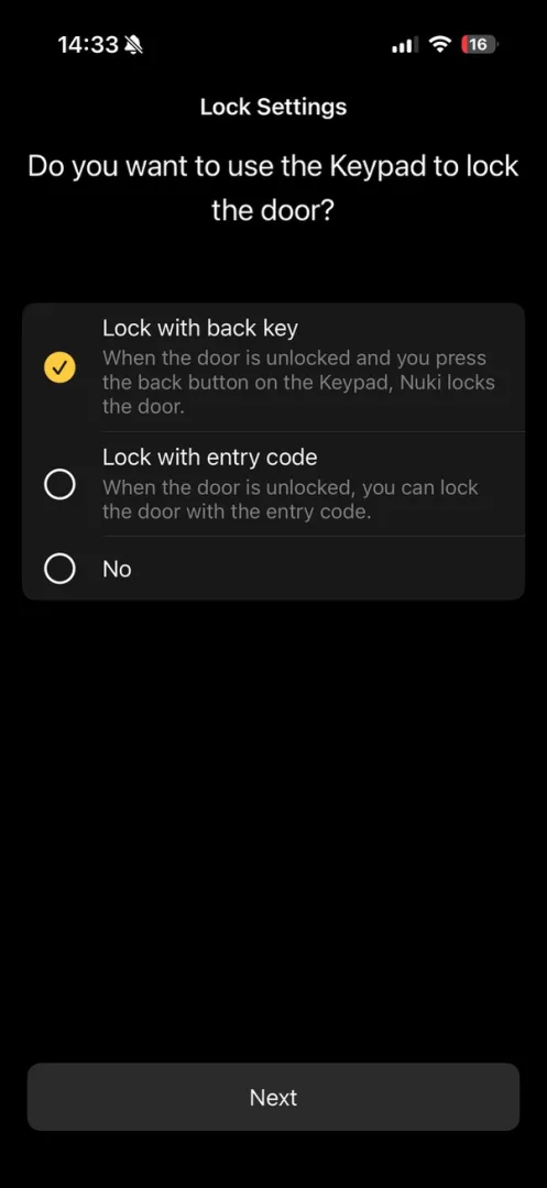 verrouiller avec la touche Retour