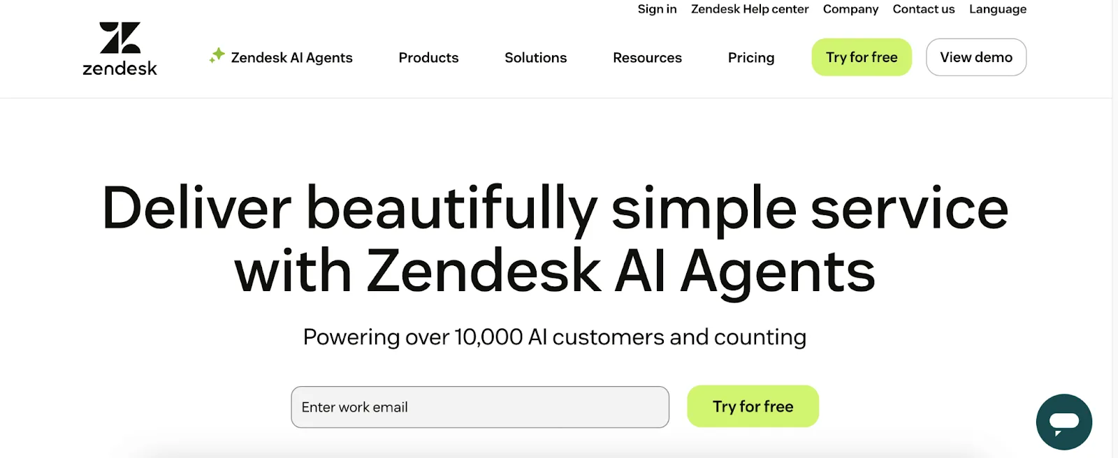 Page d'accueil Zendesk AI Agents
