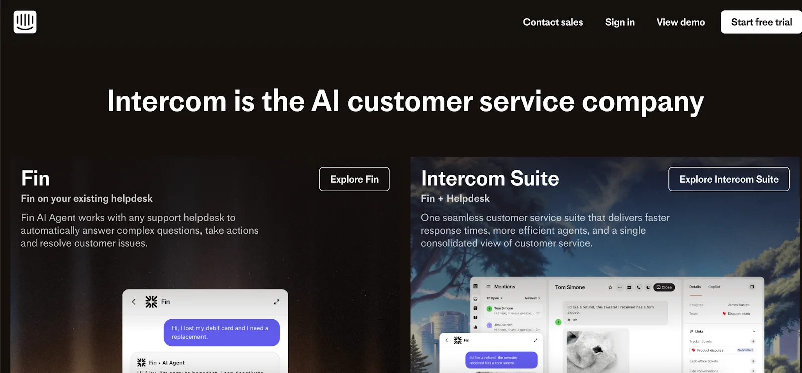Intercom AI customer service
