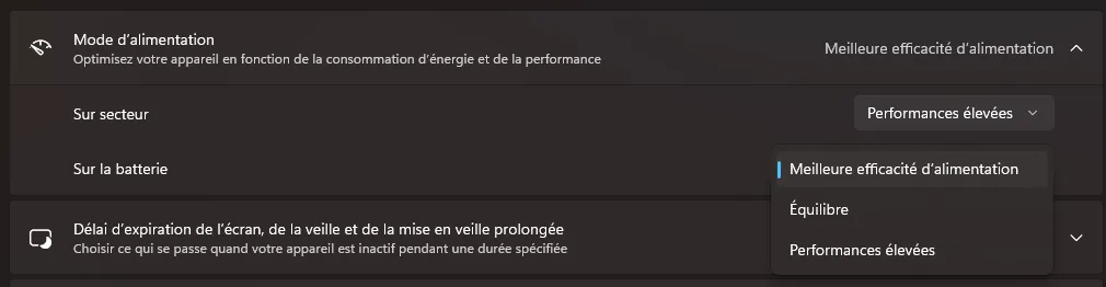 mode d'alimentation