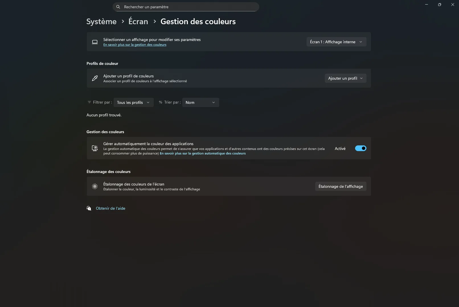 gestion automatique des couleurs