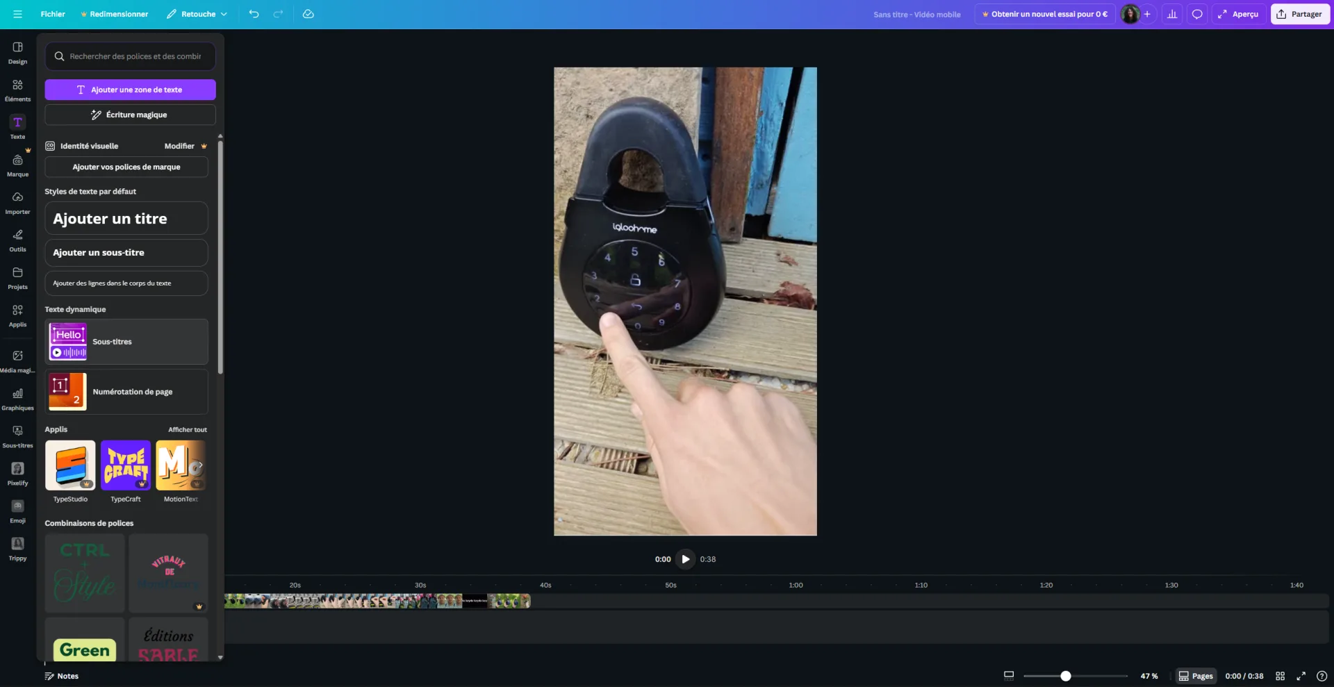 sous-titres vidéo canva
