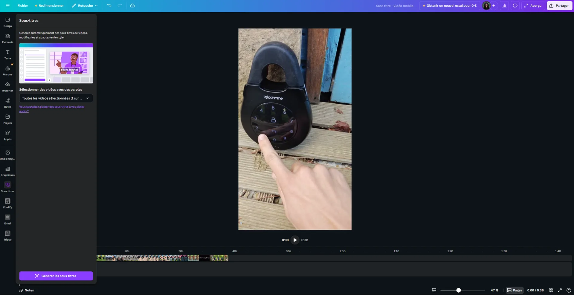 sous-titres vidéo canva