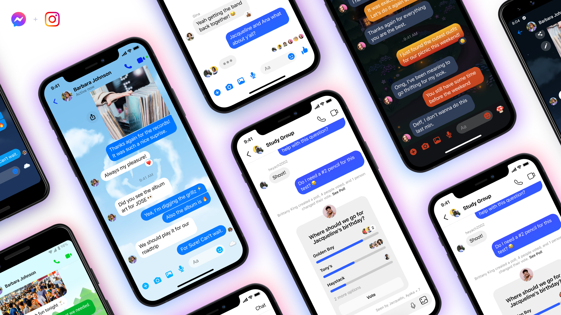 Exemples Conversations entre Messenger et Instagram