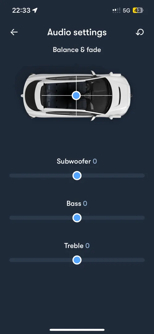 Réglages audio avec balance et fade