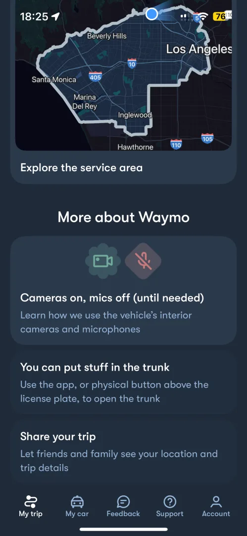 Information sur la zone de service