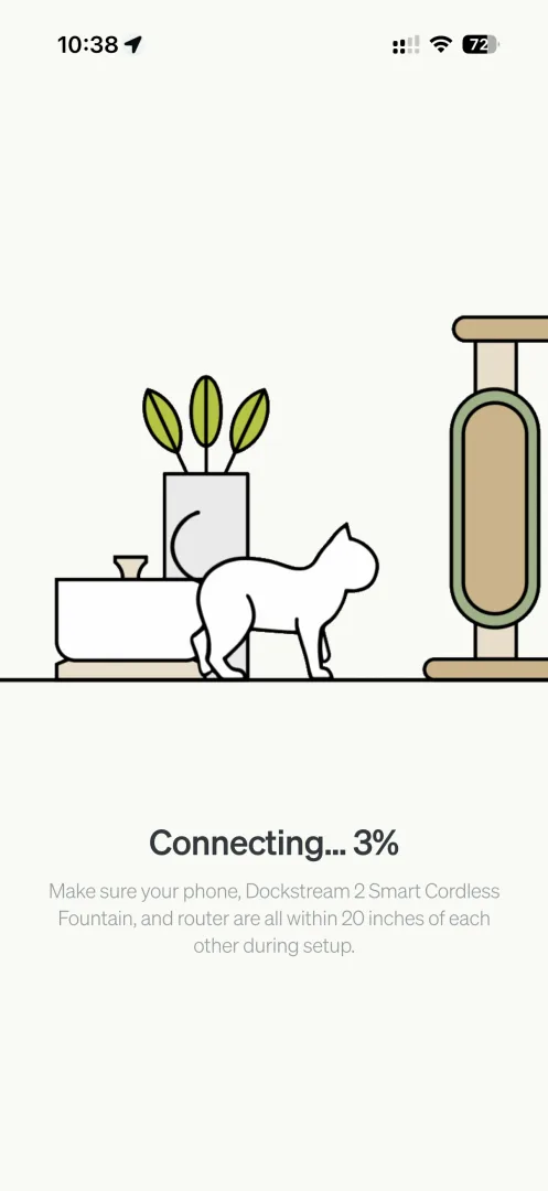 Application Petlibro : connexion de la fontaine en cours