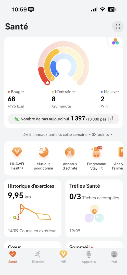 Huawei santé, application iOs de la montre Watch GT