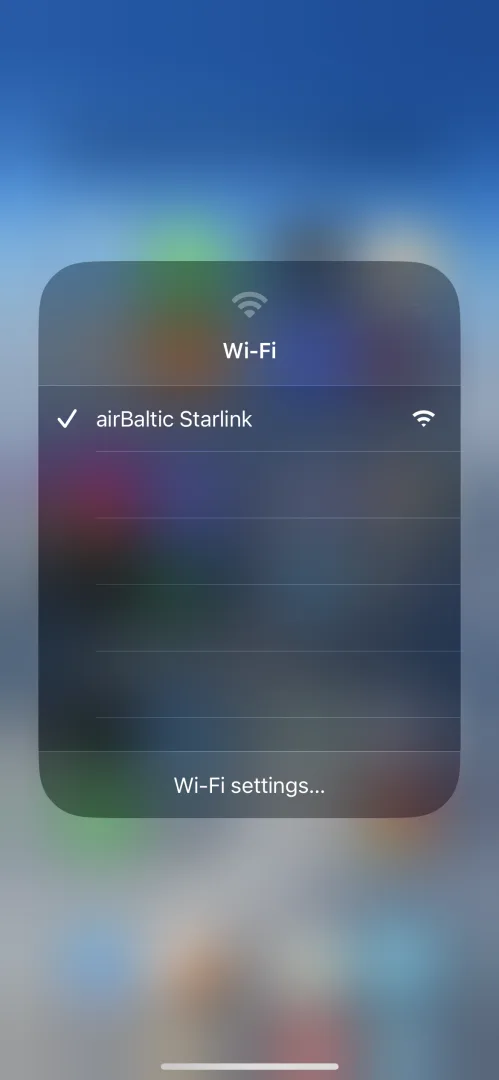 airbaltic wifi starlink sur iPhone