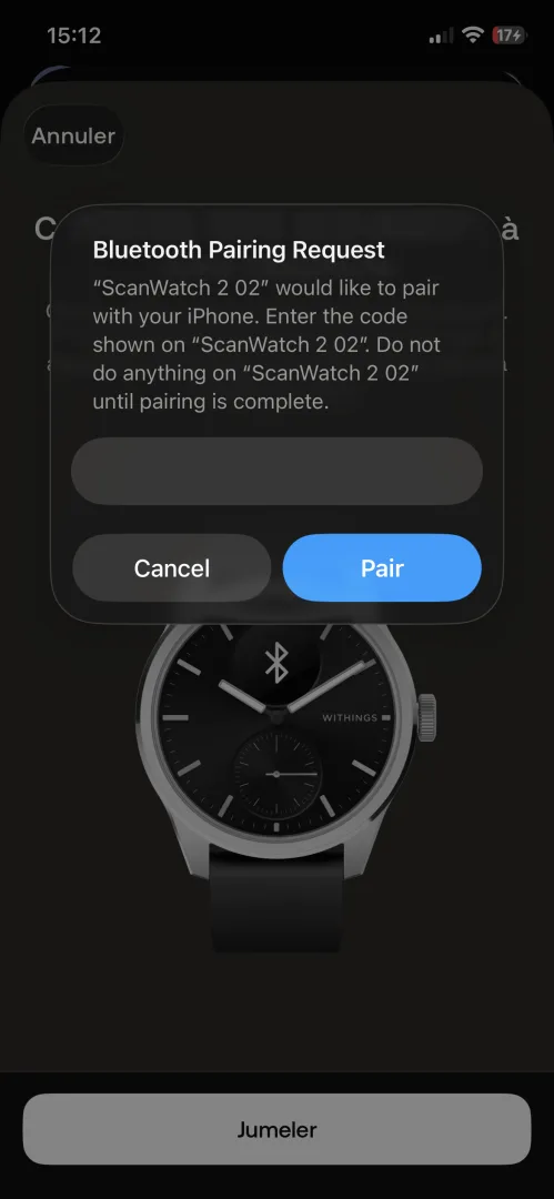 Withings Health Mate processus configuration initiale iPhone