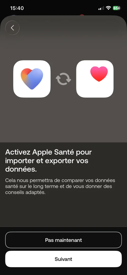 Autorisation synchronisation Withings Apple Health iPhone
