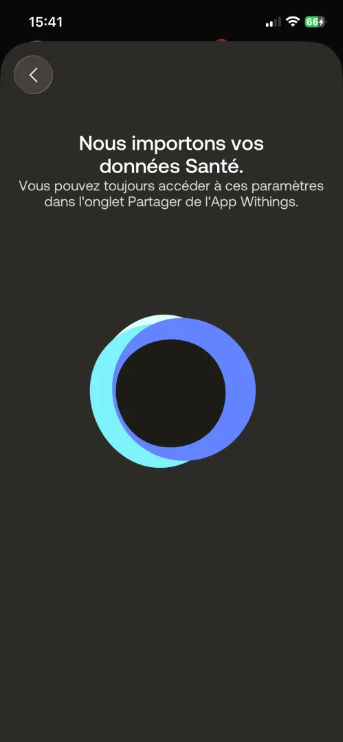 Autorisation synchronisation Withings Apple Health iPhone