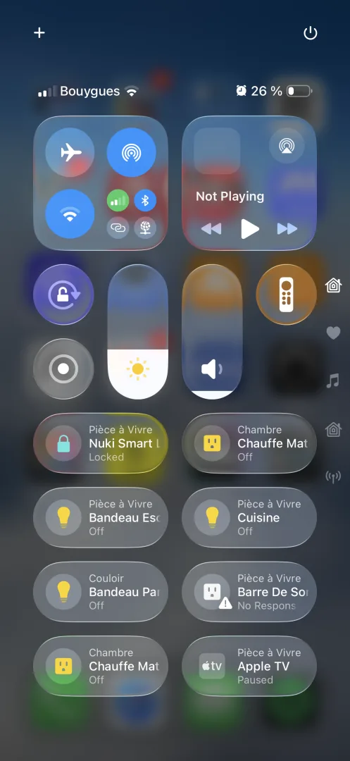 Interface iOS 26 avec Liquid Glass