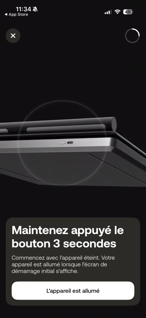 Allumage de la balance : maintenir le bouton 3 secondes