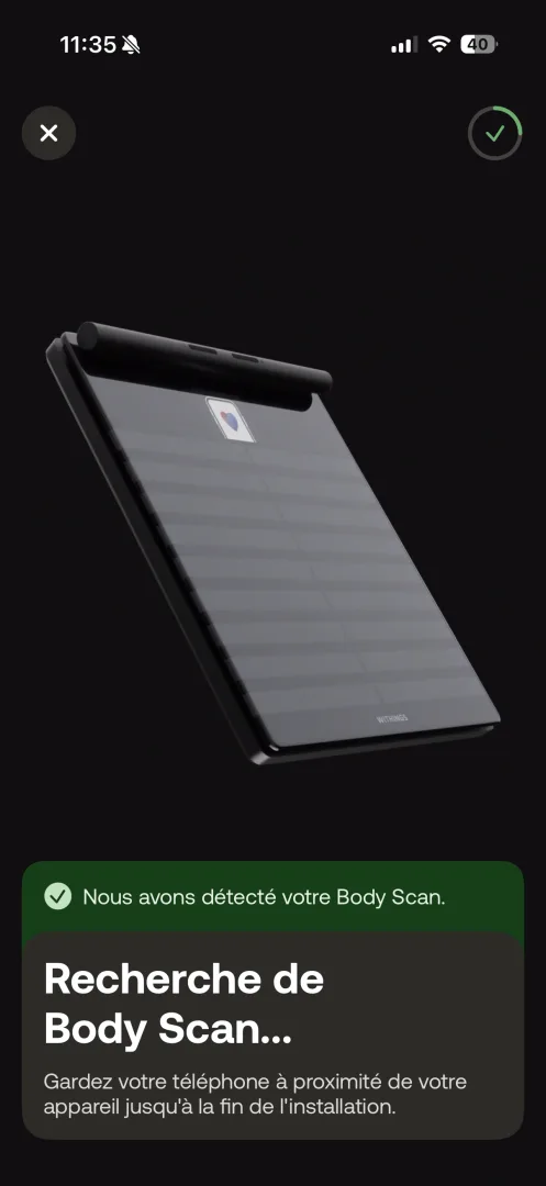 Détection Bluetooth réussie : "Nous avons détecté votre Body Scan"