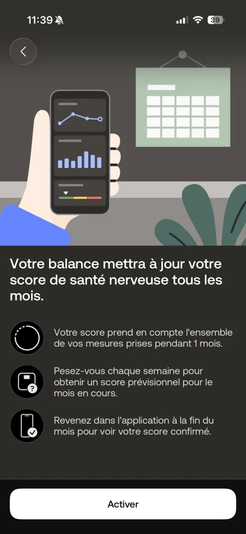 Le score de santé nerveuse se met à jour mensuellement
