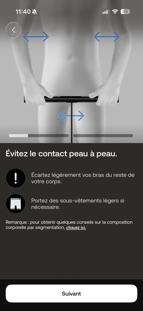 Conseil : évitez le contact peau à peau, écartez légèrement les bras