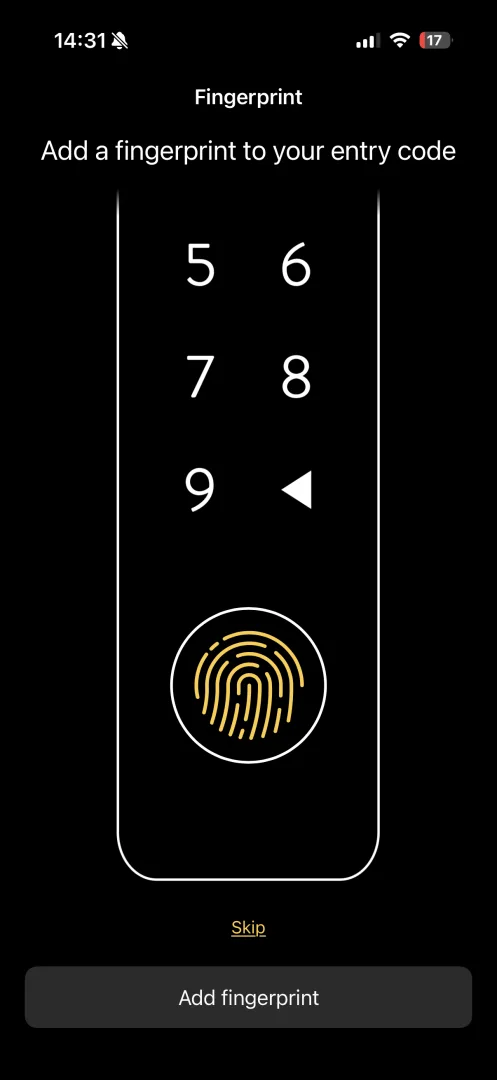 Application Nuki ajout empreinte digitale Keypad 2 NFC