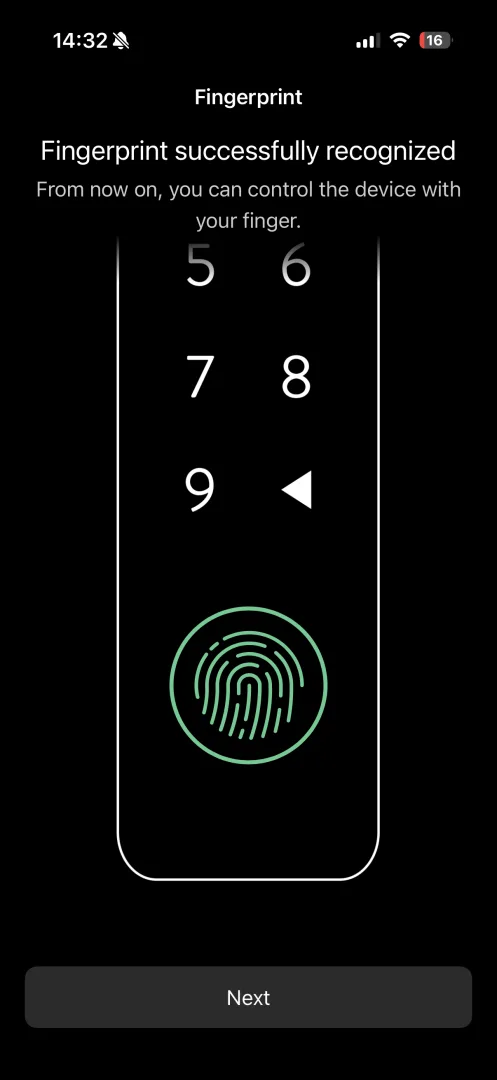 Application Nuki empreinte digitale reconnue avec succès Keypad 2 NFC