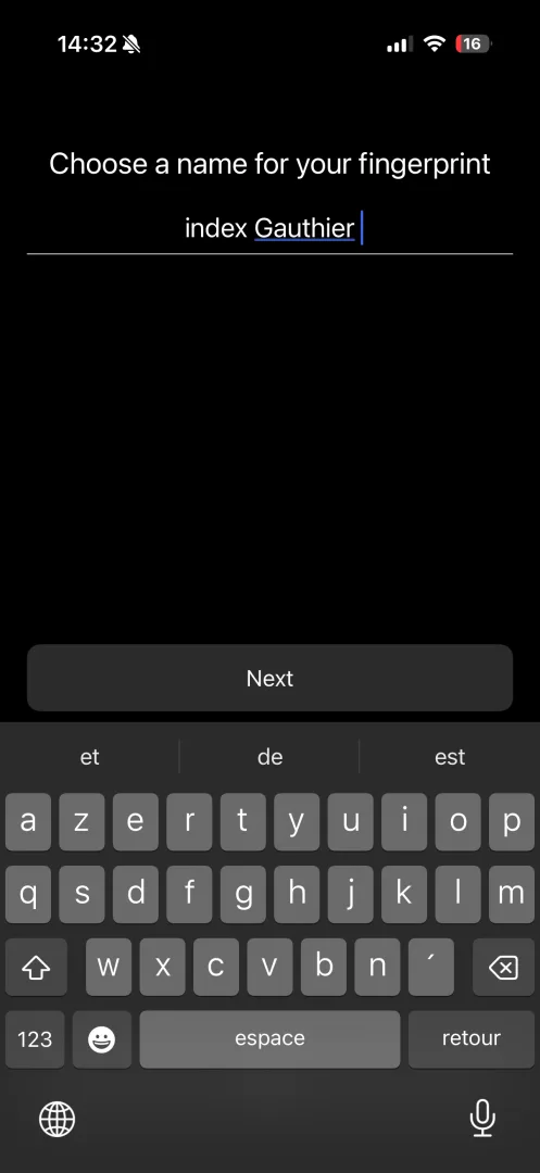 Application Nuki nommer empreinte digitale Keypad 2 NFC