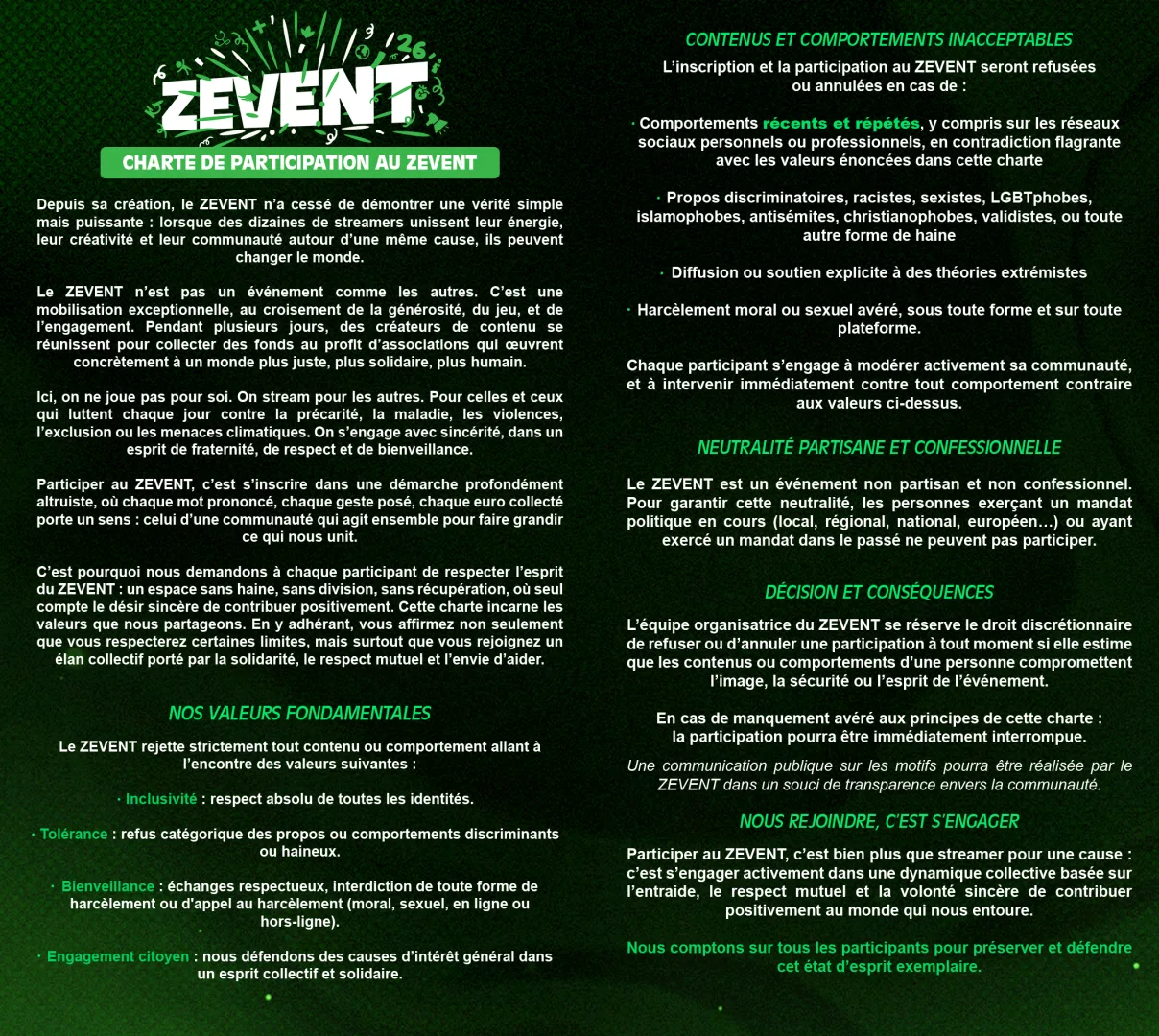 inscription zevent 2026