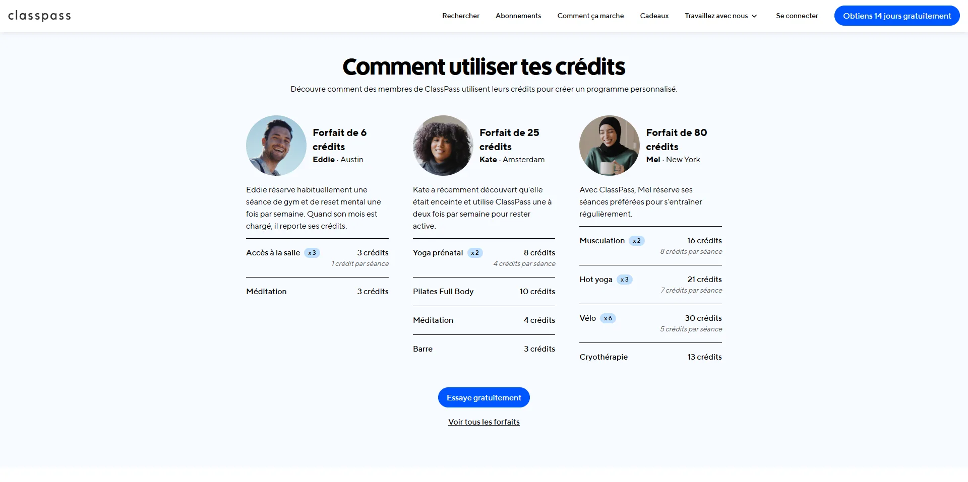 classpass crédits
