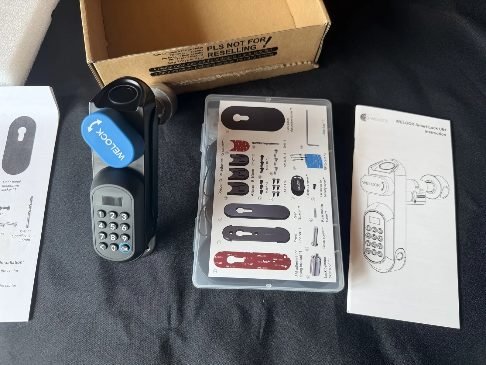 Contenu de la boîte de la serrure connectée WELOCK U81