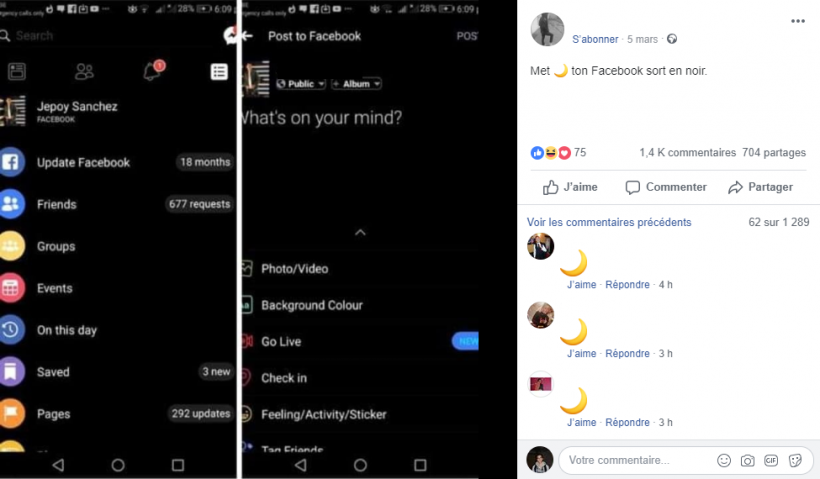 mode sombre facebook 2024
