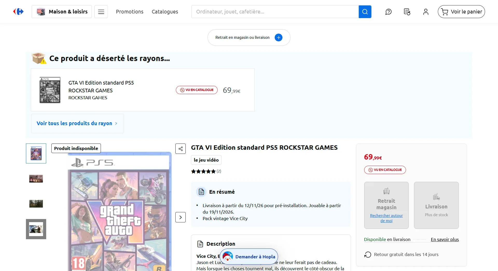 gta vi rupture de stock