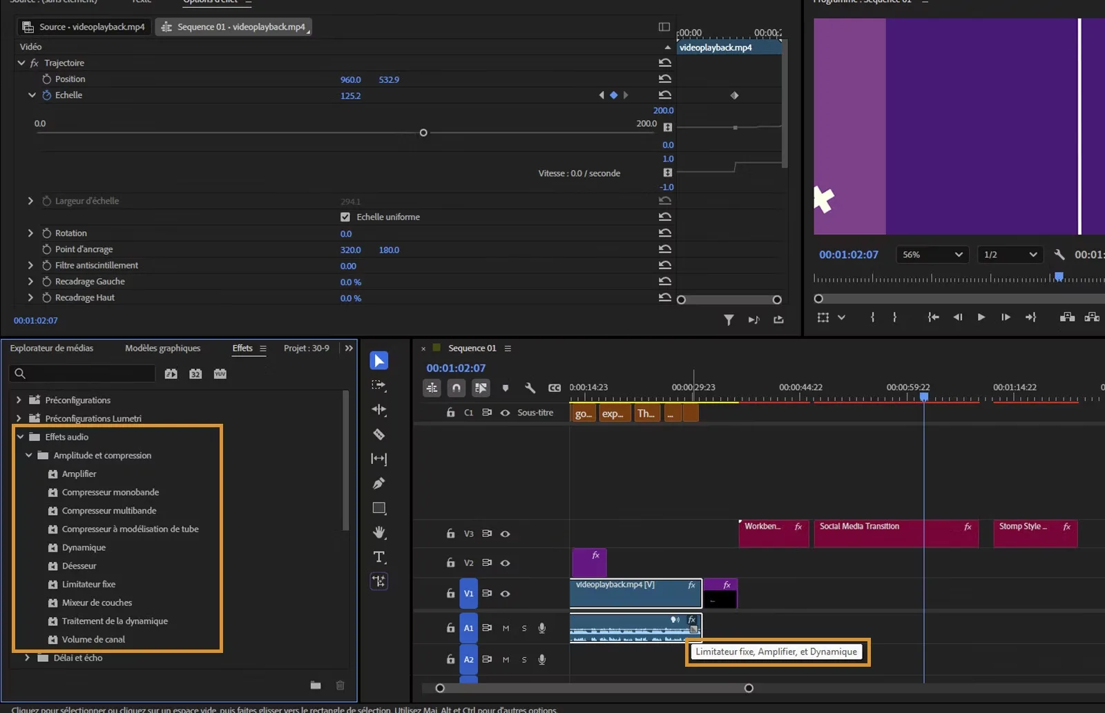 Premiere Pro timeline