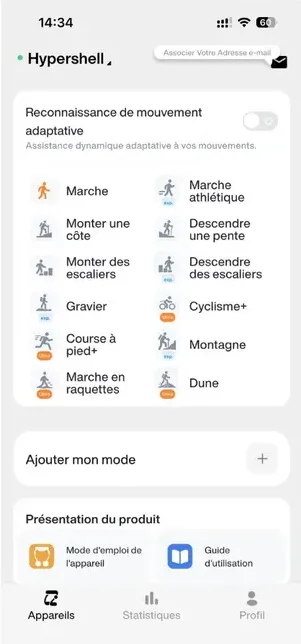 application hypershell+ reconaissant les mouvements