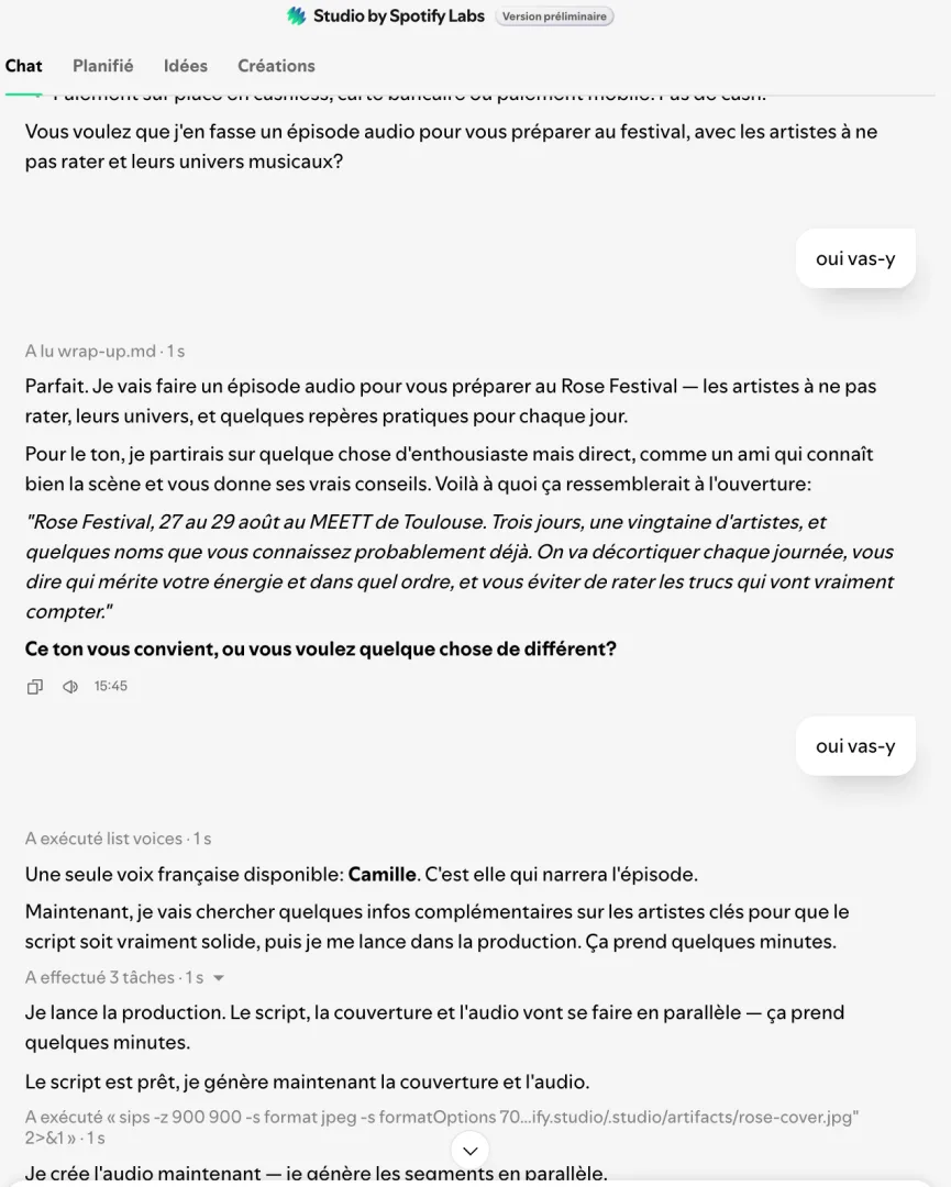 question sur le rose festival sur Spotify Studio