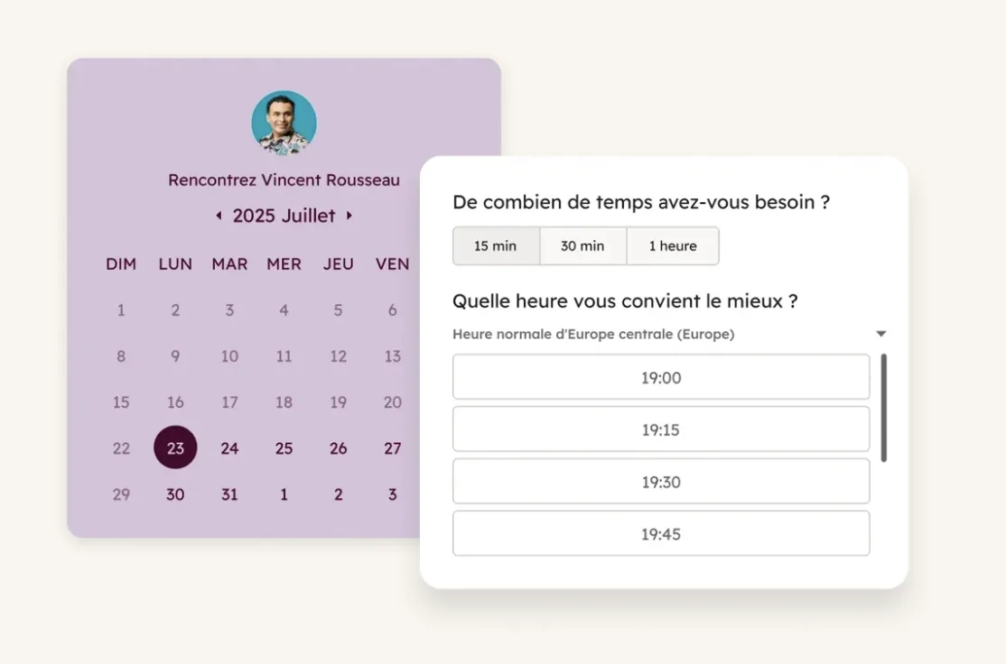 Personnaliser les pages de planification HubSpot