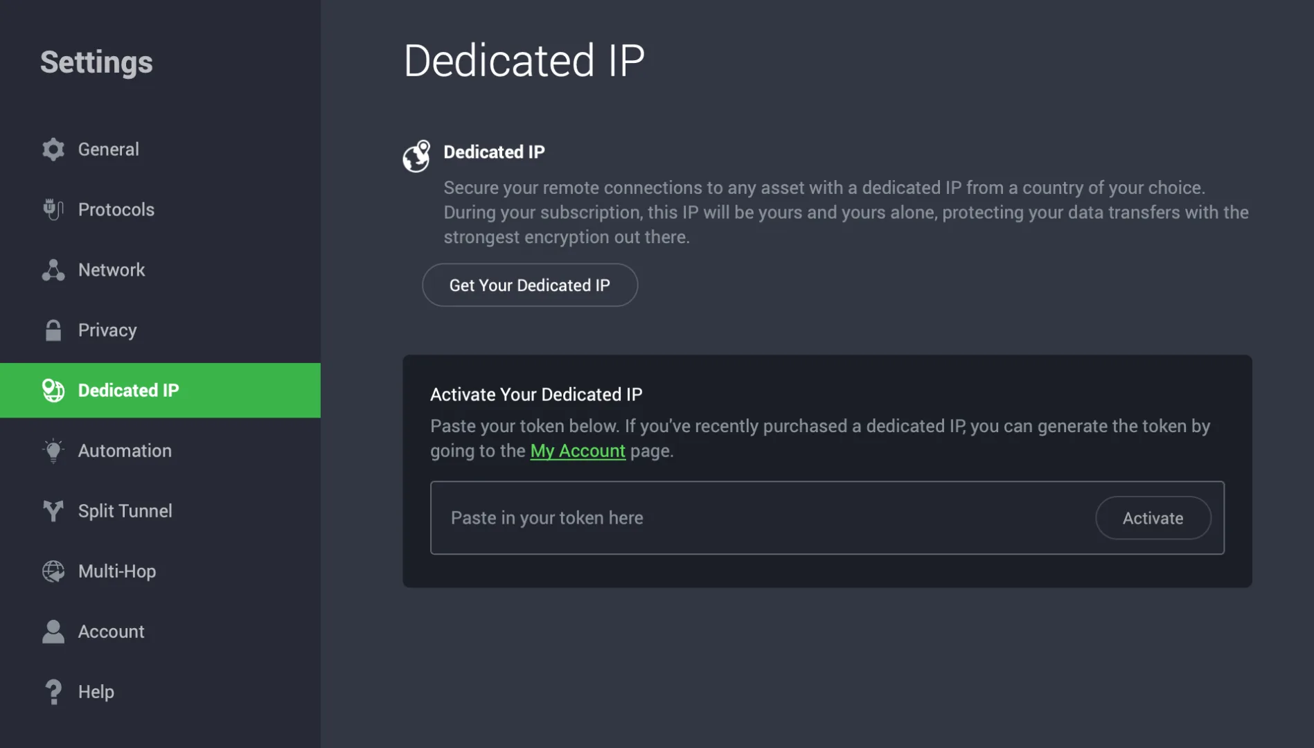 IP dédiée PIA