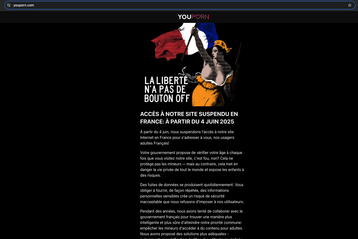site youporn bloqué en France
