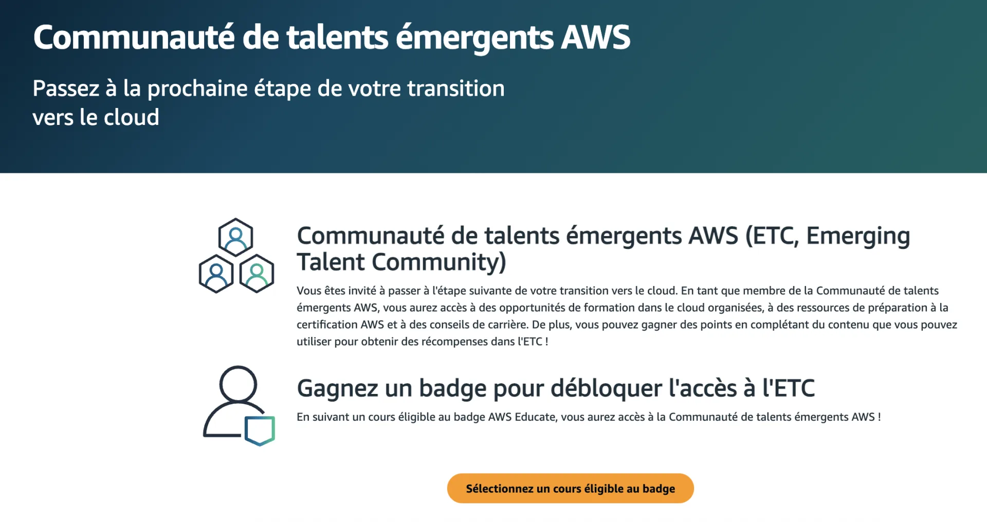 Communauté de talents émergents AWS