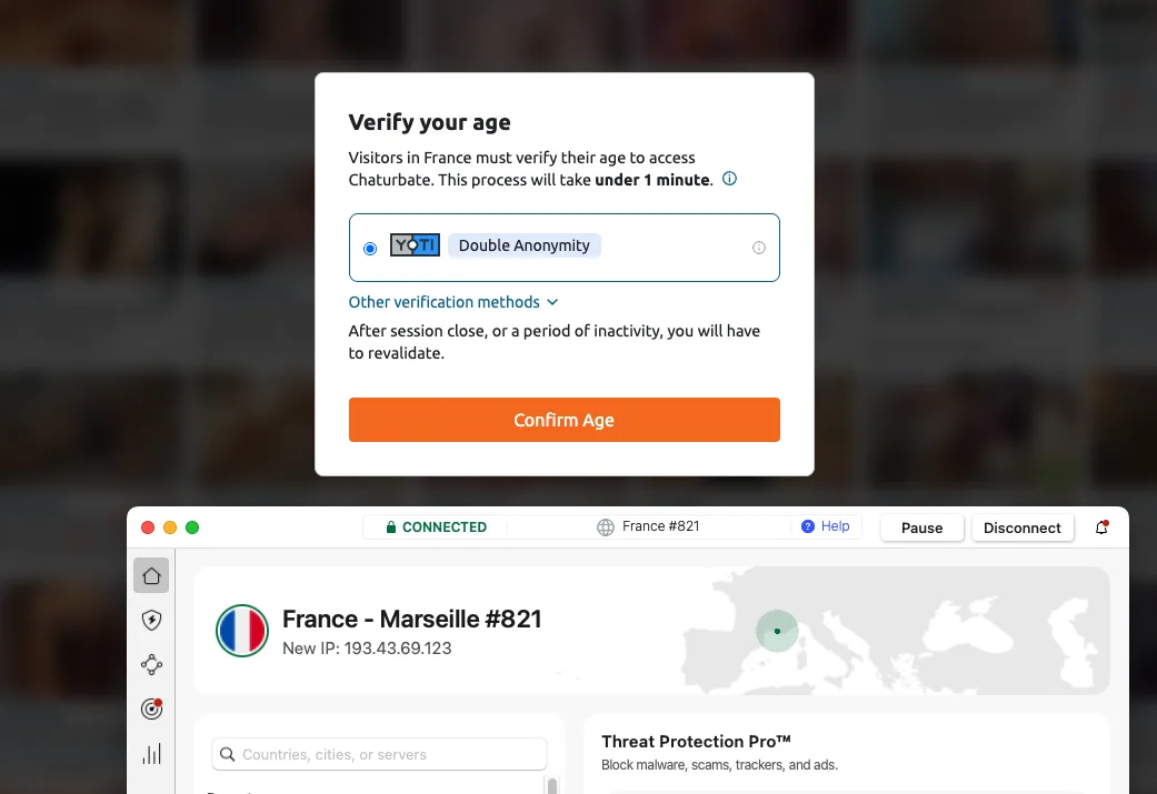 Accès bloqué avec connexion en NordVPN France