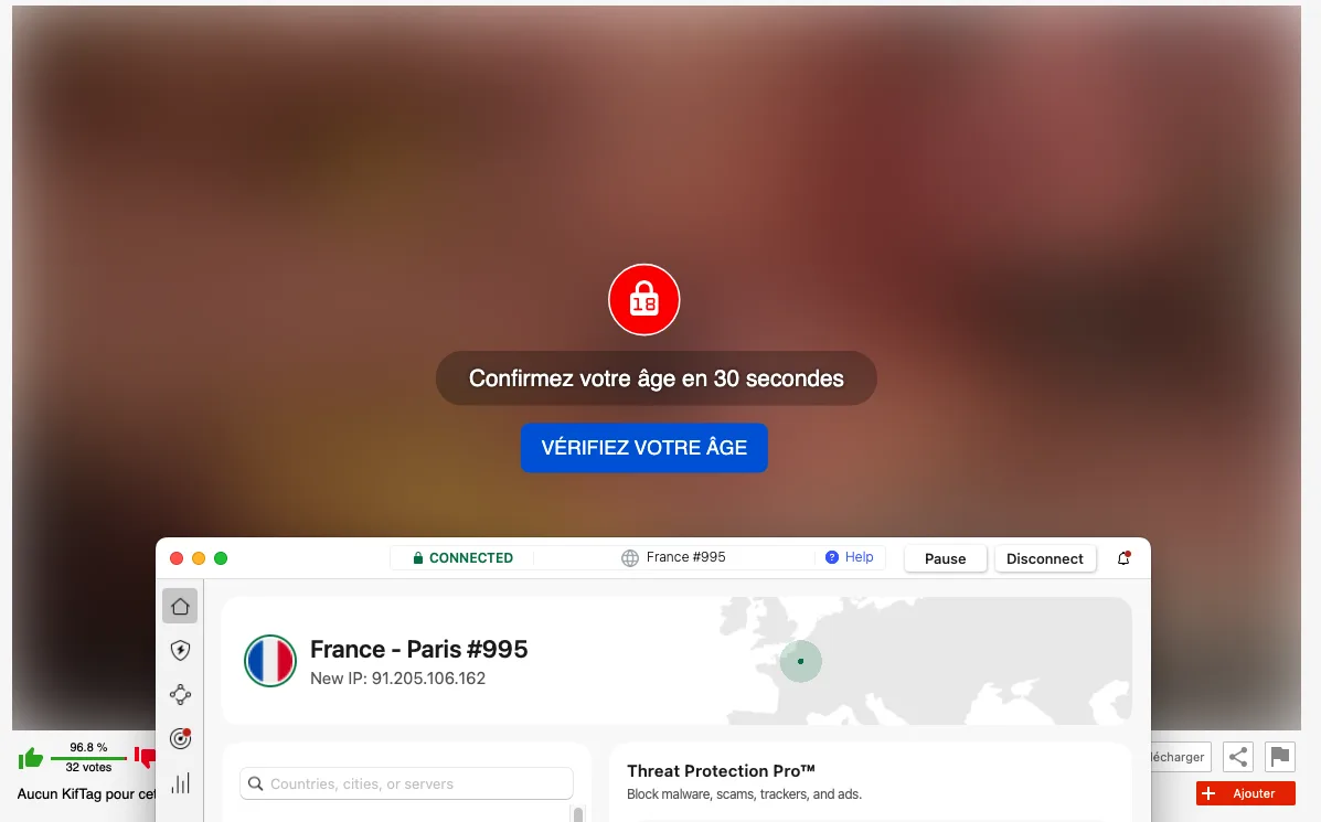 Tukif bloqué avec connexion NordVPN en France