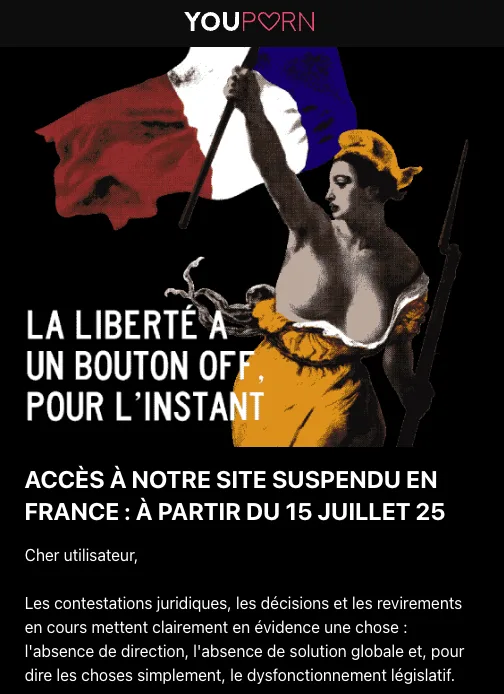 YouPorn bloqué avec connexion en France