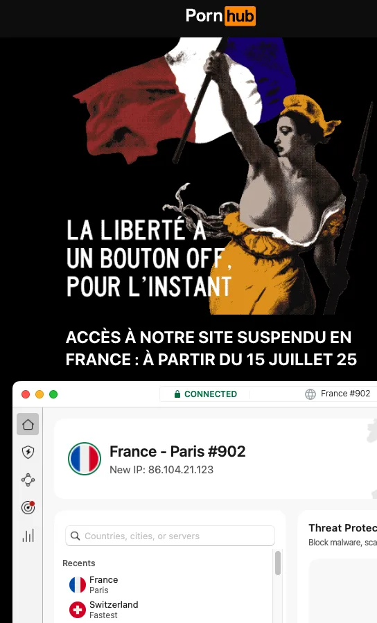 Pornhub bloqué en France
