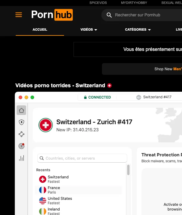 Débloquer Pornhub avec NordVPN en Suisse