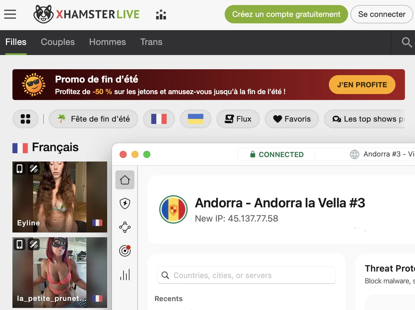 xHamsterLive débloqué avec NordVPN