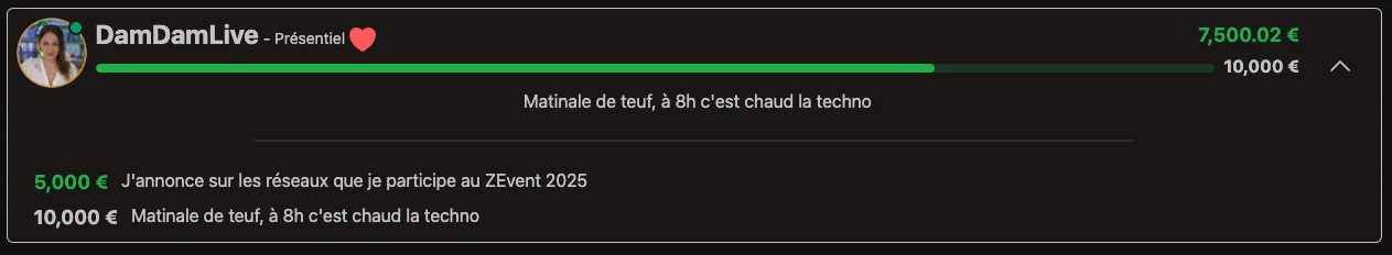 donation goal DamDamLive