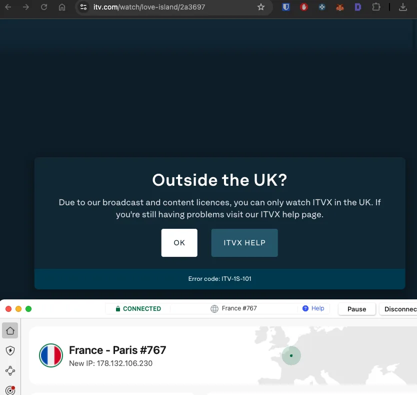 Love Island UK streaming bloqué en France