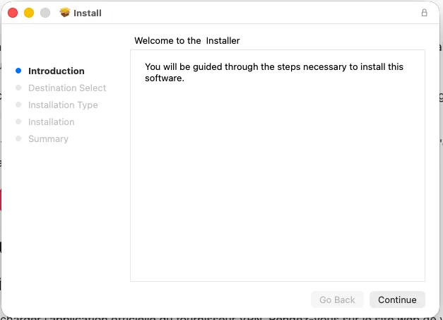 Début de l'installation d'un VPN pour macOS