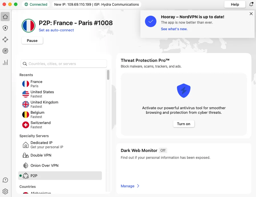 VPN pour macOS installé et fonctionnel