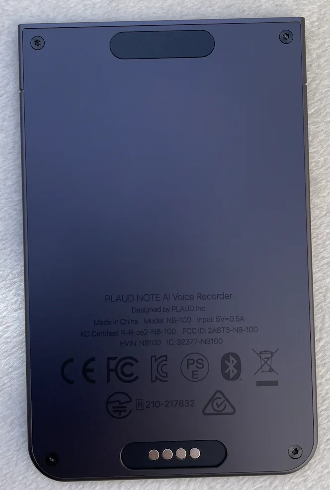 Plaud Note face arrière