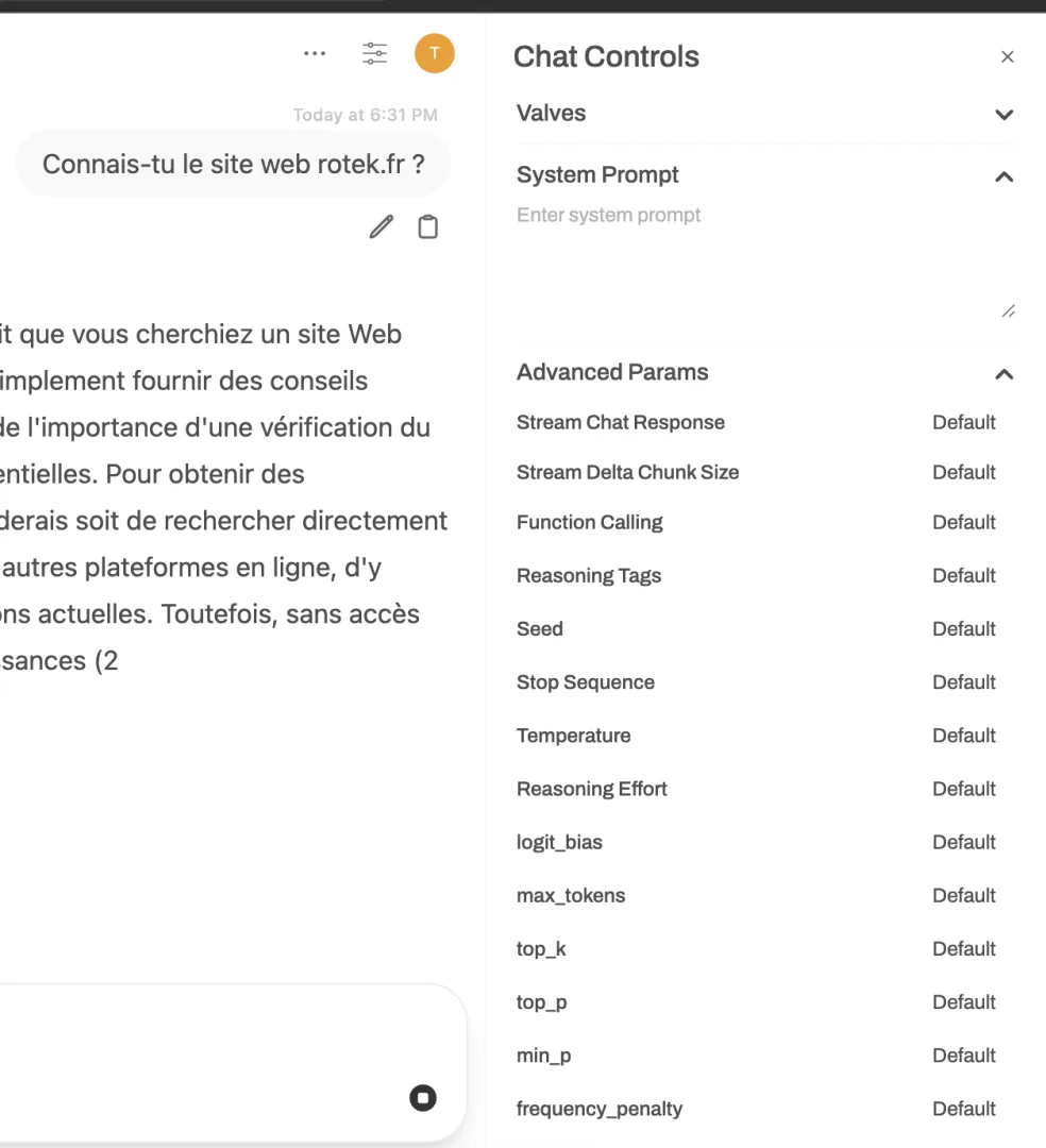 Ajustement des paramètres Open WebUI